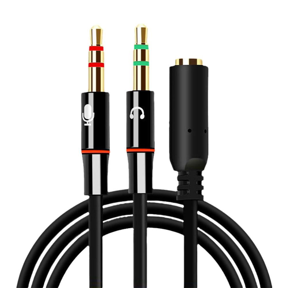 Headphone Splitter Adapter, 3.5mm Mic Cable for Computer, Headset 3.5mm Female to 2 Male Microphone Audio Stereo Jack, Earphones Adapter for PC Laptop Gaming