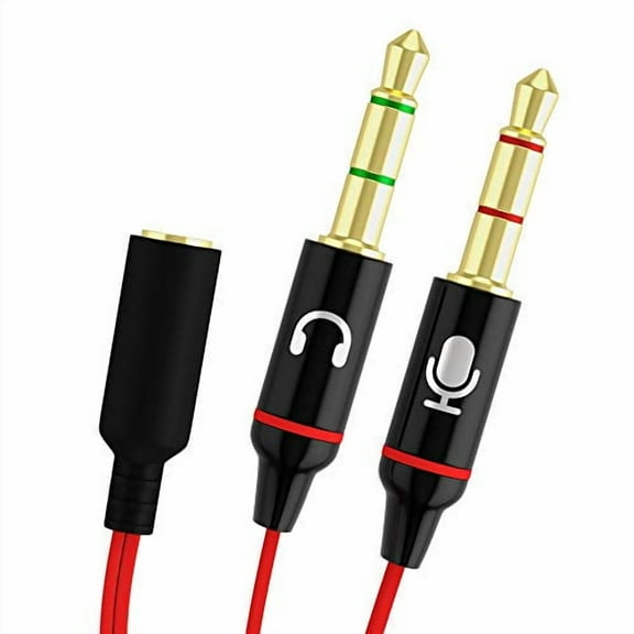 Headphone Splitter Adapter for Computer 3.5mm Female to 2 Dual 3.5mm Male Headphone Mic Audio Y Splitter Cable Smartphone Headset to PC Adapter