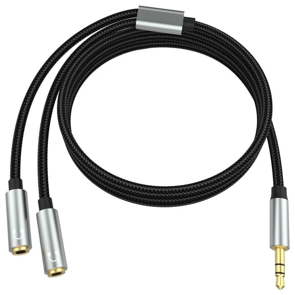Headphone Splitter, Audio Share Splitter, 3.5mm Male to Dual Female Audio Adapter, Compatible with iPhone, Samsung, MP3, Smartphone, iPad, Tablet, Laptop, 3.8ft