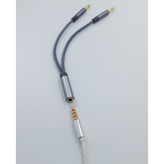 Headphone Splitter for Computer 3.5mm Female to 2 Dual 3.5mm Male Headphone Mic Audio Adapter Y Splitter Cable Nylon Braided Cord Smartphone Headset to PC Adapter