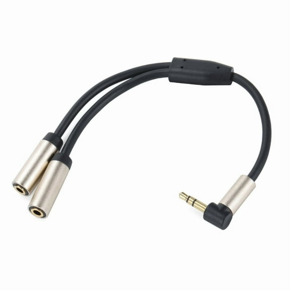 Headphone Splitter,Right Angled Extension Cable 3.5mm Male To 2Ports 3.5mm Female Headset Splitter for Phone,PC