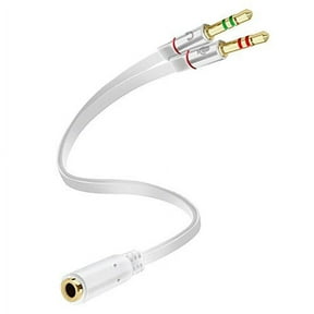 Headphone Splitter, Stereo Audio Jack Splitter Cable For Computer 3.5mm Female to 2 Dual 3.5mm Male Headphone Mic Audio Y Splitter Cable Smartphone Headset to PC Adapter (White)