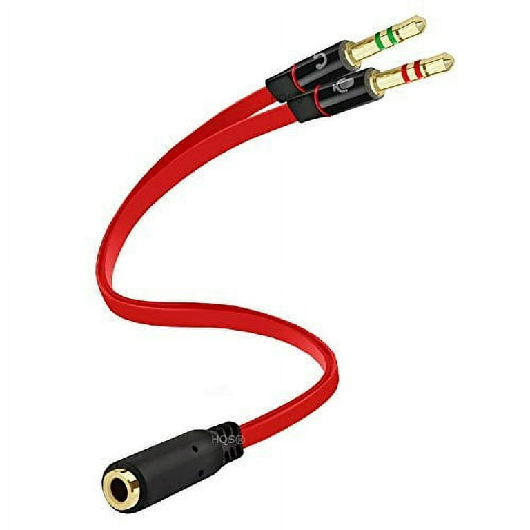 Headphone Splitter, Stereo Audio Jack Splitter Cable for Computer 3.5mm  Female to 2 Dual 3.5mm Male Headphone Mic Audio Y Splitter Cable Smartphone