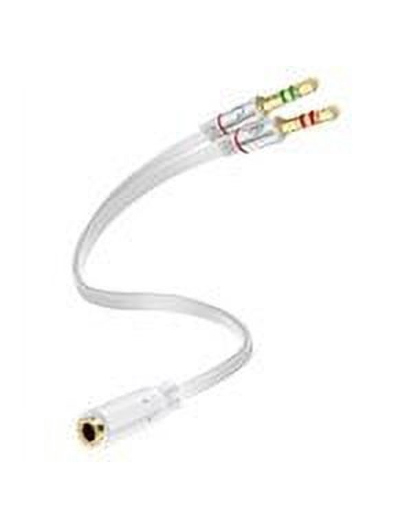 Headphone Splitter, Stereo Audio Jack Splitter Cable For Computer 3.5mm Female to 2 Dual 3.5mm Male Headphone Mic Audio Y Splitter Cable Smartphone Headset to PC Adapter (White)