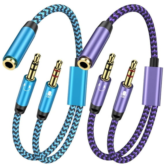 Headphone Splitter,for 2 headphones Computer,2PACK 3.5mm Female to 2 Dual 3.5mm Male Audio Splitter Cable Microphone Stereo Jack Mic Aux Y Splitter Cable Gaming Headset Adapter Splitter for PC,Xbox
