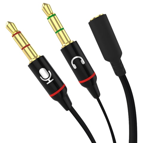 Headphone Splitter for Computer 3.5mm Female to 2 Dual 3.5mm Male Headphone Mic Audio Y Splitter Cable Smartphone Headset to PC Adapter