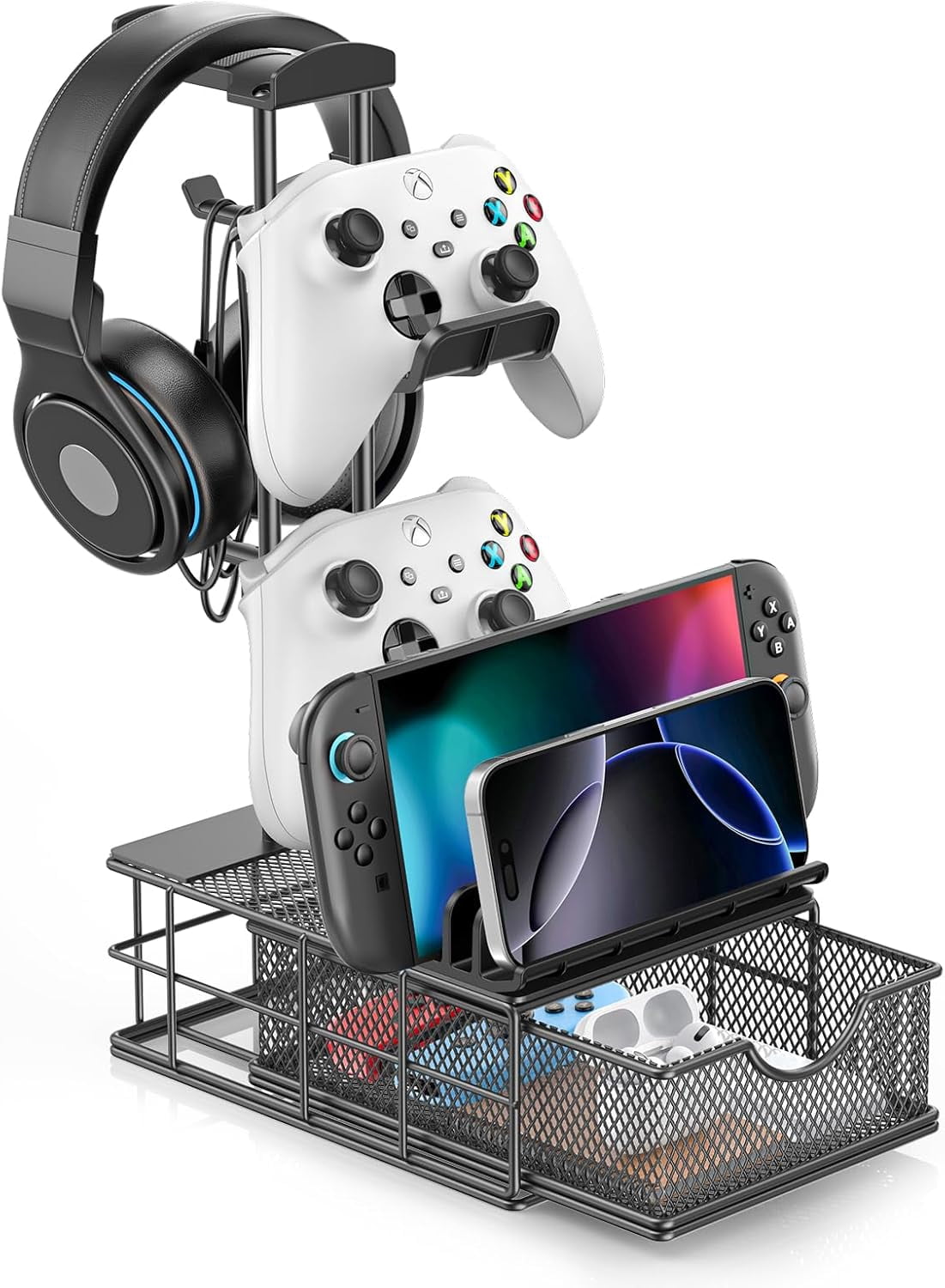 Headphone Stand with Drawer - Headset & Controller Holder for Desk ...