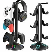 Headphone Stand RGB Controller Stand 9 Lighting Modes Headset Holder with USB Charging Data Transfer Controller Holder for Desk Gaming Accessories PC Setup