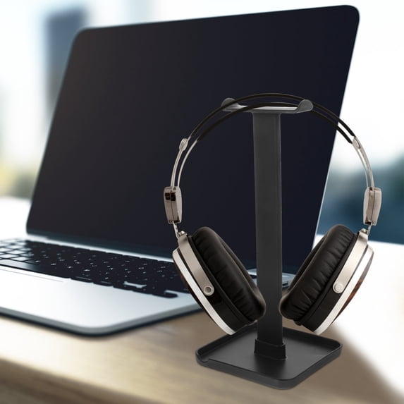 FENGGUIQU Black Plastic Headphone Stand for Gaming Headsets, Desk Organizer Rack Holder for Headphones and Accessories