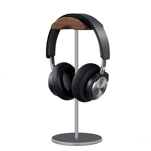 Headphone Stand, Walnut Wood & Aluminum Headset Stand, Nature Walnut Gaming Headset Holder With Solid Heavy Base For All Headphone Sizes