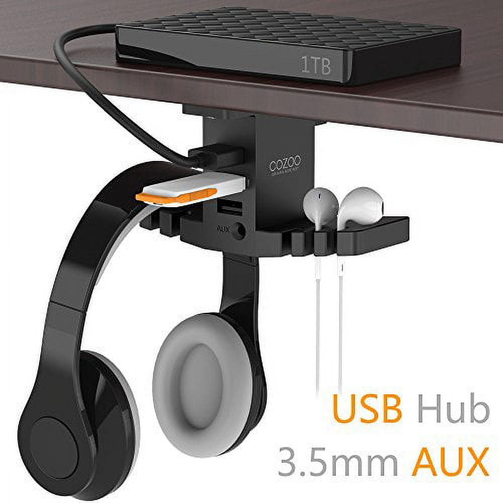 Headset Holder with USB Port Under Desk Headphone Stand Gaming Desk  Accessories, Dual Earphone Hangers Hook(USB Type-C + A Included) - Yahoo  Shopping