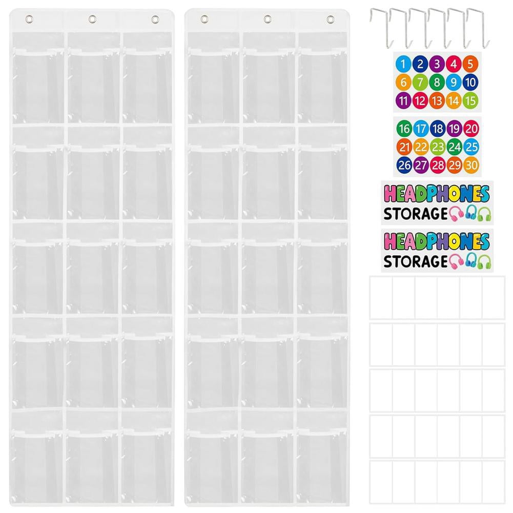 Headphone Pvc Rack Headphone Storage Organizer, 2 Pack Clear PVC Over The Door Hanging ...