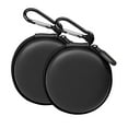 thumbnail image 1 of Headphone case, small round pocket headphone travel case Zipper headphone storage case - black, 1 of 6