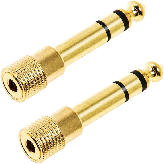 Headphones Adapter for Piano Keyboard, 2-Pack 3.5mm 1/8'' Female to 6.35mm 1/4'' Male Jack Plug Stereo Adapter Gold Plated for Electronic Piano, Guitar, Drum
