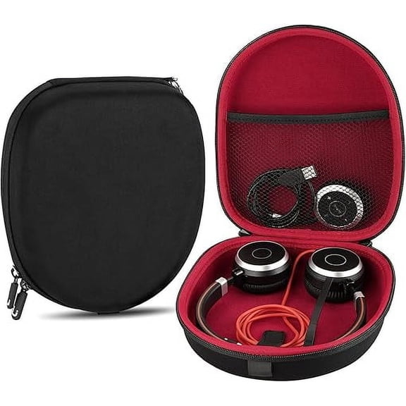 Headphones Carrying Case Compatible with Jabra Evolve 65,Plantronics, Mpow, Sennheiser Case, Protective Hard Shell Travel Bag with Cable, Charger Storage (Black)