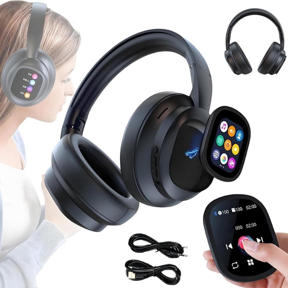 Headphones with Detachable Screen - 115-Language Real-Time Translation, Hybrid ANC, Bluetooth 6.0, Built-in Flashlight & Photo Control for Travel, Business & Daily Use(1SET)