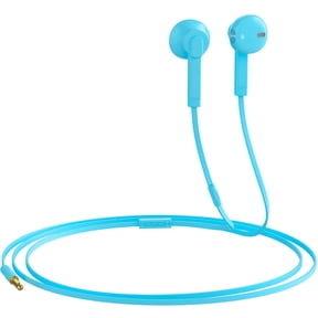 Headphones/Earbuds Compatible with Smart Device, Cell Phone, Tablet, MP3 MP4 Active Noise Isolation Stereo Sound in Ear Buds Mic and Volume Control, Wired 3.5mm Ergonomic Comfort Fit (Light Blue)