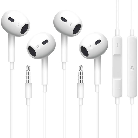 Headphones Earphones Wired with 3.5mm Plug, Wired Ear Buds with Built-in Remote to Control Music, Phone Calls, and Volume, Microphone Compatible with iPhone/Android/Laptop/PC(2 Pack)