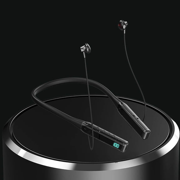 Headphones Hanging Neck Wireless Bluetooth Earphones With Transparent Digital Display and Card Insertion Function Ultra Long Battery Life Semi In Ear Sports Stereo Wireless Earbuds