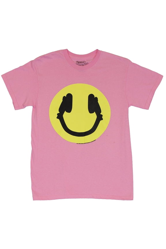 Mens T-Shirt - DJ Headphones Smiley Image (Medium)