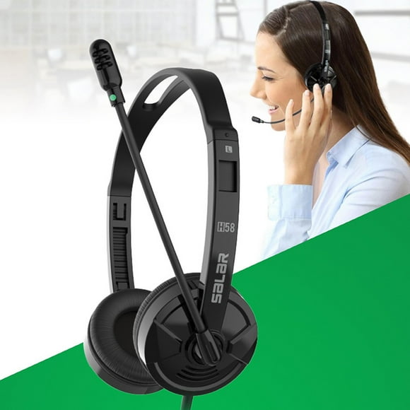 Headphones Headworn Business Voice Call Earphones USB Sound Card With Adjustable Volume And Microphone Microphone Noise Cancelling Headphones