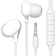 Headphones - In-Ear HD Stereo Noise Cancelling Sweatproof Sport Earphones Earbuds Flat Wired with Apple iOS Samsung and Android Compatible Microphone and Remote (White 1-Pack)