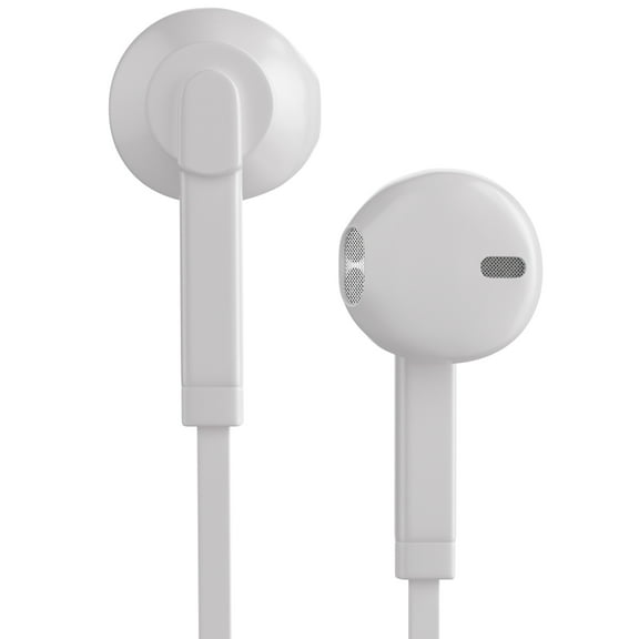 Headphones - In-Ear HD Stereo Noise Isolating Sweatproof Sport Earphones Earbuds Flat Wired Compatible Microphone and Remotewith Apple/Android, White