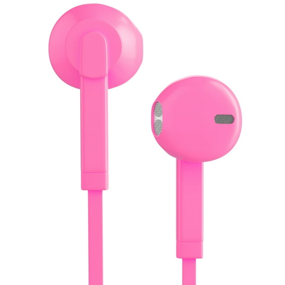 Headphones - In-Ear HD Stereo Noise Isolating Sweatproof Sport Earphones Earbuds Flat Wired Compatible Microphone and Remotewith Apple/Androidc, Pink