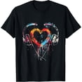 thumbnail image 1 of Headphones Music DJ Artwork Heart Music Lover Techno EDM T-Shirt, 1 of 4