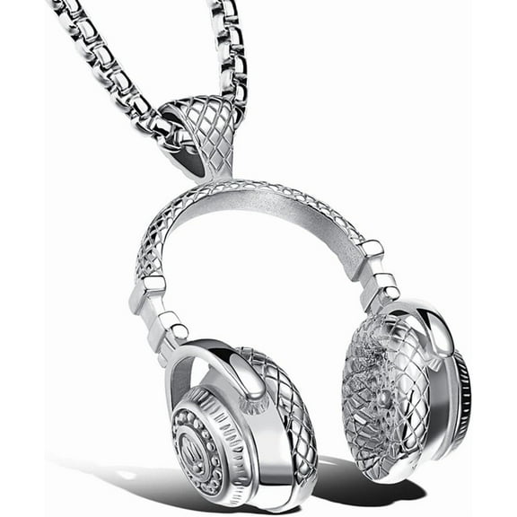 Headphones Necklace Music Pendant Hiphop Fashion chain with 24in chain