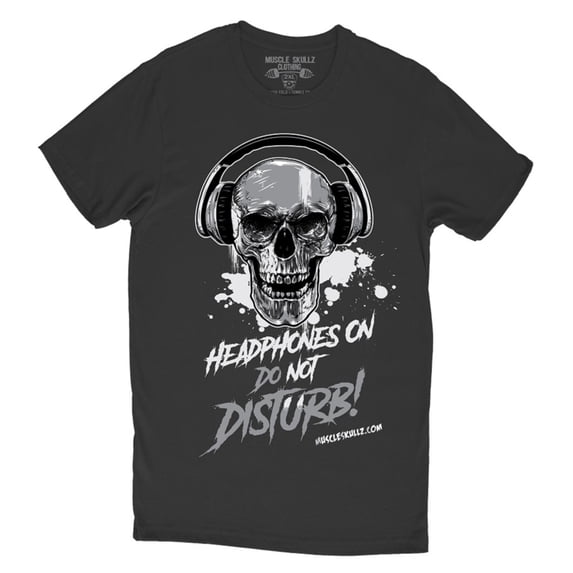 Headphones On Do Not Disturb Muscle Skullz Men's T-Shirt (Small)