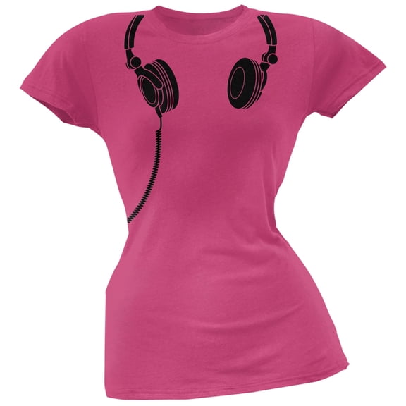Headphones Pink Soft Juniors T-Shirt - X-Large