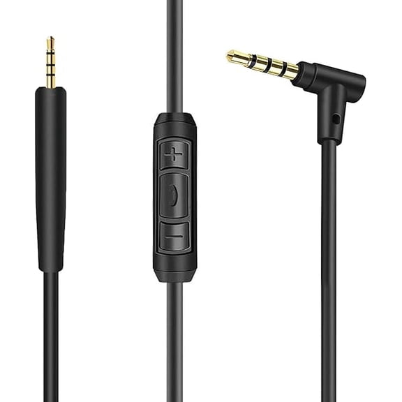 Headphones Replacement Audio Cable Cord for Bose QC25, QC35, QuietComfort 25, QuietComfort 35, OE2 & OE2i, 2.5mm to 3.5mm On-Ear Headphones Wire Inline Mic/Remote Control Black