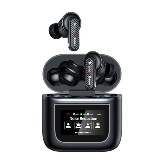 Krane & Bauer Bluetooth Earbuds - Noise Cancelling Wireless Earbuds With Deep Bass, Long Battery Life Perfect For Workout, Running & Gym Black.