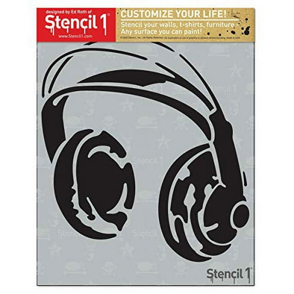 Headphones Stencil 8.5" x 11" - Music Stencil Urban Graffiti Art Craft
