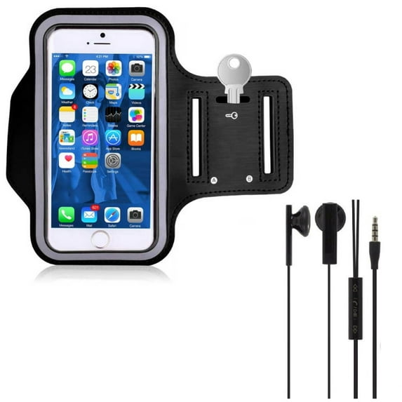 Headphones Wired Earphones w Sports Running Armband for Samsung Galaxy A52 5G - Handsfree Mic 3.5mm Headset, Gym Workout Case Cover J7N Compatible With Galaxy A52 5G