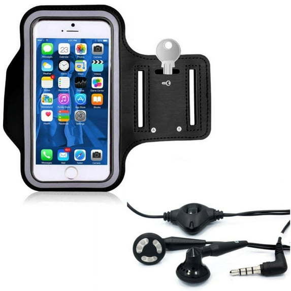 Headphones Wired Earphones w Sports Running Armband for Samsung Galaxy S10 Plus - Handsfree Mic 3.5mm Headset, Gym Workout Case Cover J8N