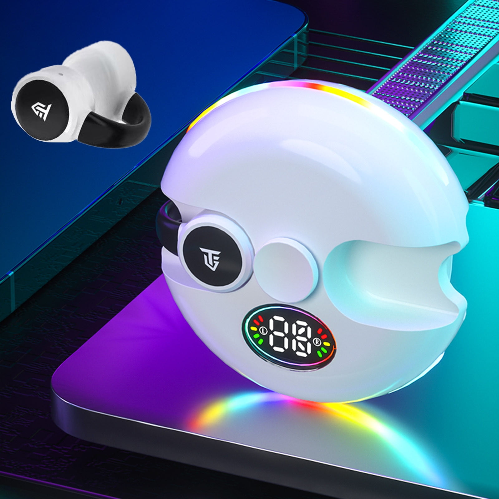 Headphones Wireless Bluetooth Earphone Clip On Ear With Light Gaming