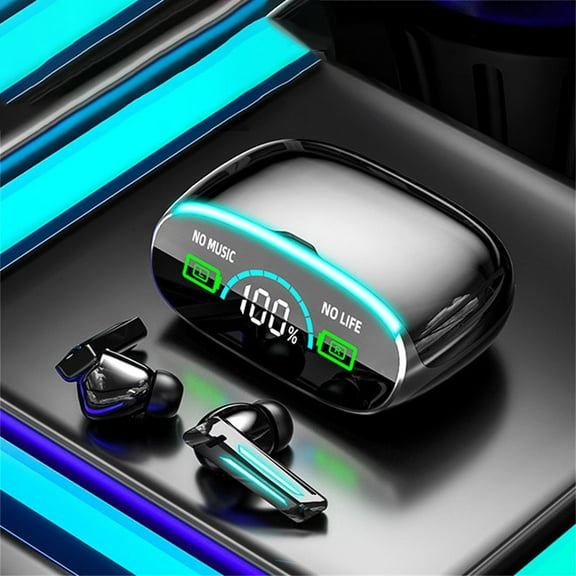 Headphones Wireless Bluetooth Headphones Mirror Headphones Waterproof Touch Control Ear Buds in-Ear Built-in Mic Digital Display Screen Charging Case