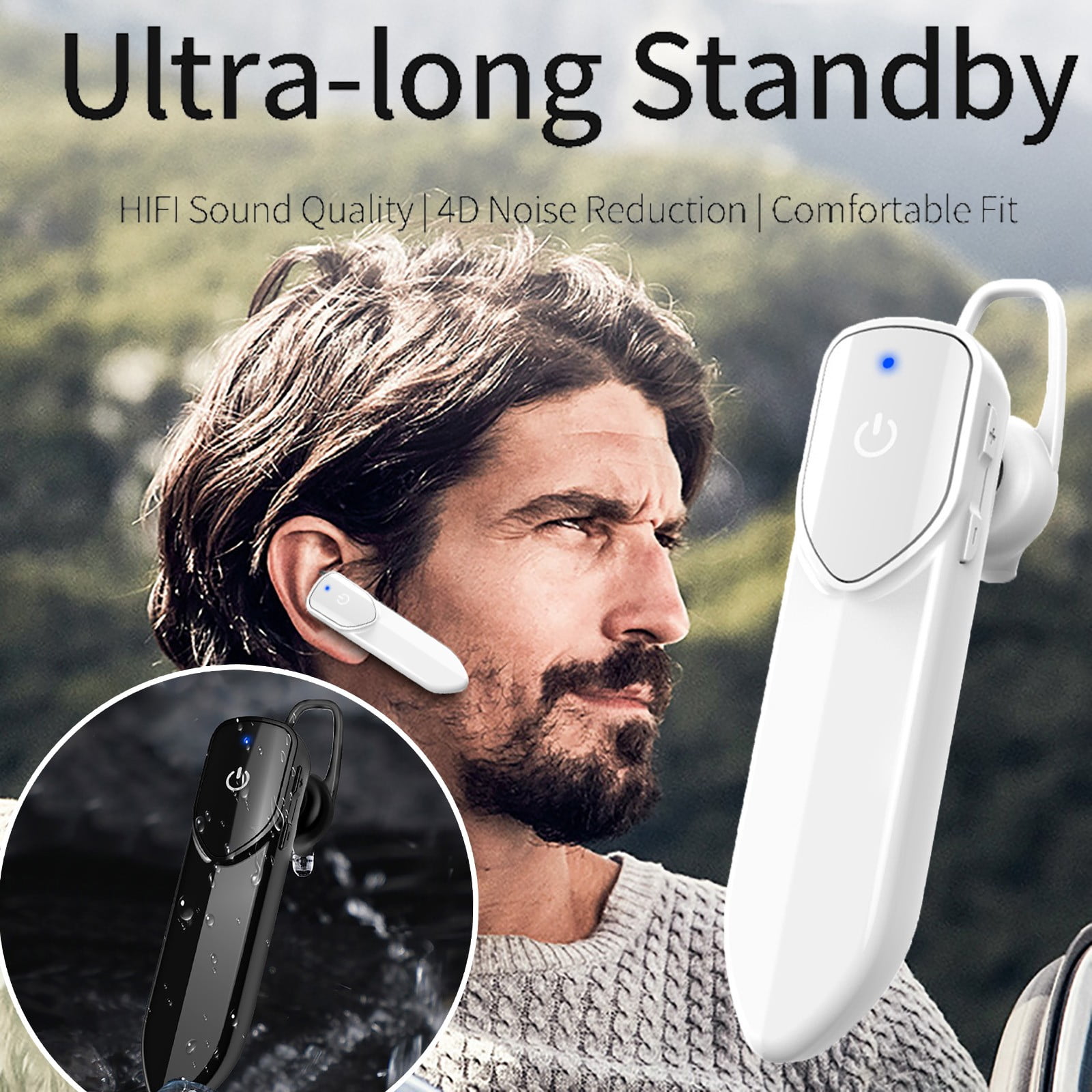 Headphones Wireless Bluetooth Long Standby Waterproof Business Stereo In Ear 300 mAh