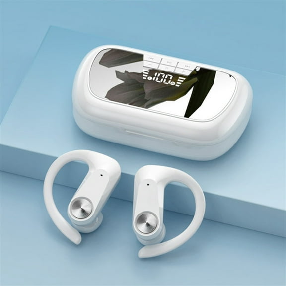 Headphones – Wireless Earphones Bluetooth 5.3 Magical Support SD Card TWS-Headphones Mirror Earbuds With Ear Hooks For Training Sport Digital Display