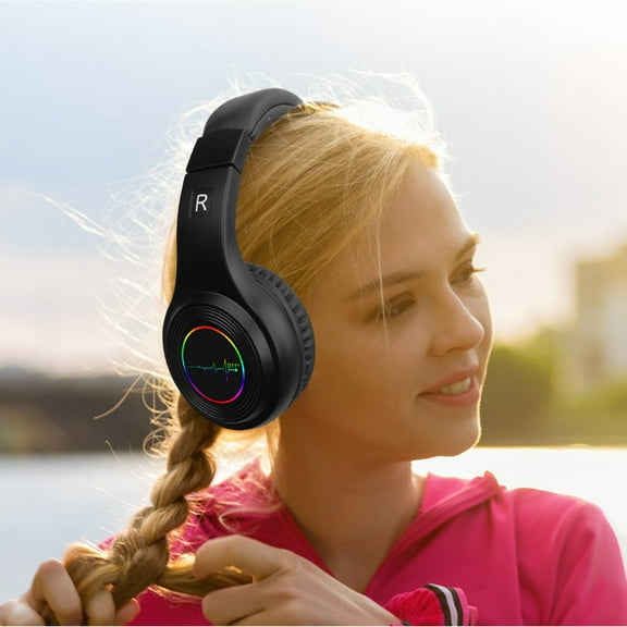 Headphones Wireless Hwkond, Bluetooth Headphones Over Ear With LED,Foldable Wireless And Wired Stereo Headset TF,FM For Cell Phone,PC,Soft Earmuffs & Light Weight For Prolonged Wear on Clearance