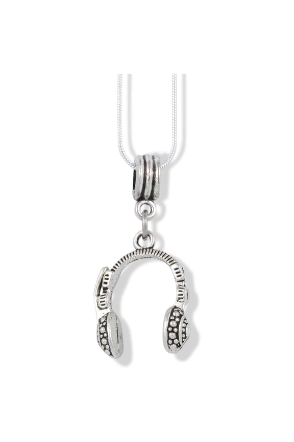 Headphones and Microphone with Details Charm Snake Chain Necklace
