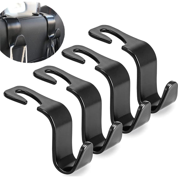Headrest Car Hooks for Purses and Bags Car Seat Hooks for Handbags, Satchels, Groceries Headrest Hooks for Cars, Vans, SUVs, Black