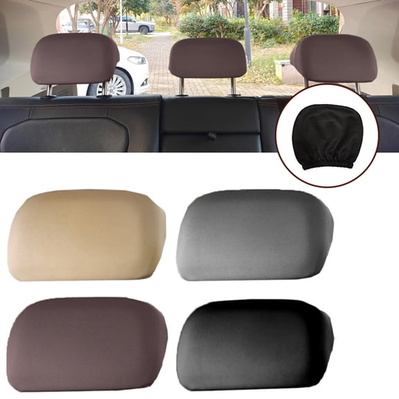 Headrest Cover Black Brown Grey Beige Stretch Cloth Car Rear For Seat Headrest Cover For Car Truck Suv Auto Universal Beige Fangkenuo