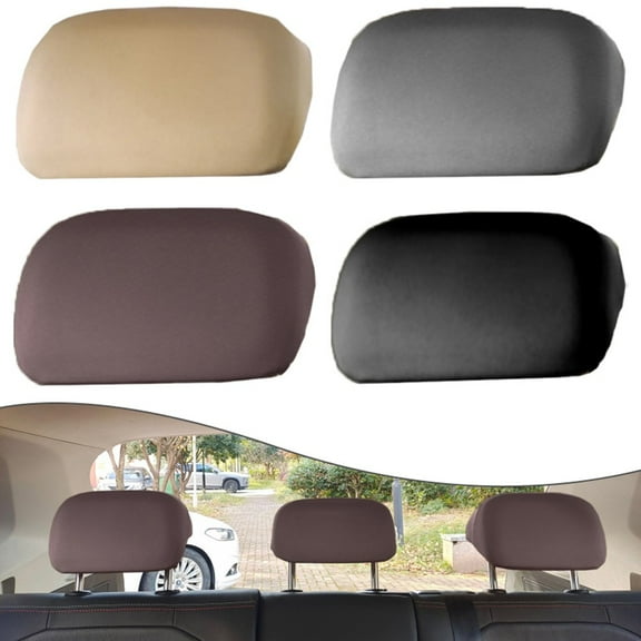 Headrest Cover Black Brown Grey Beige Stretch Cloth Car Rear For Seat Headrest Cover For Car Truck Suv Auto Universal Brown Fangkenuo