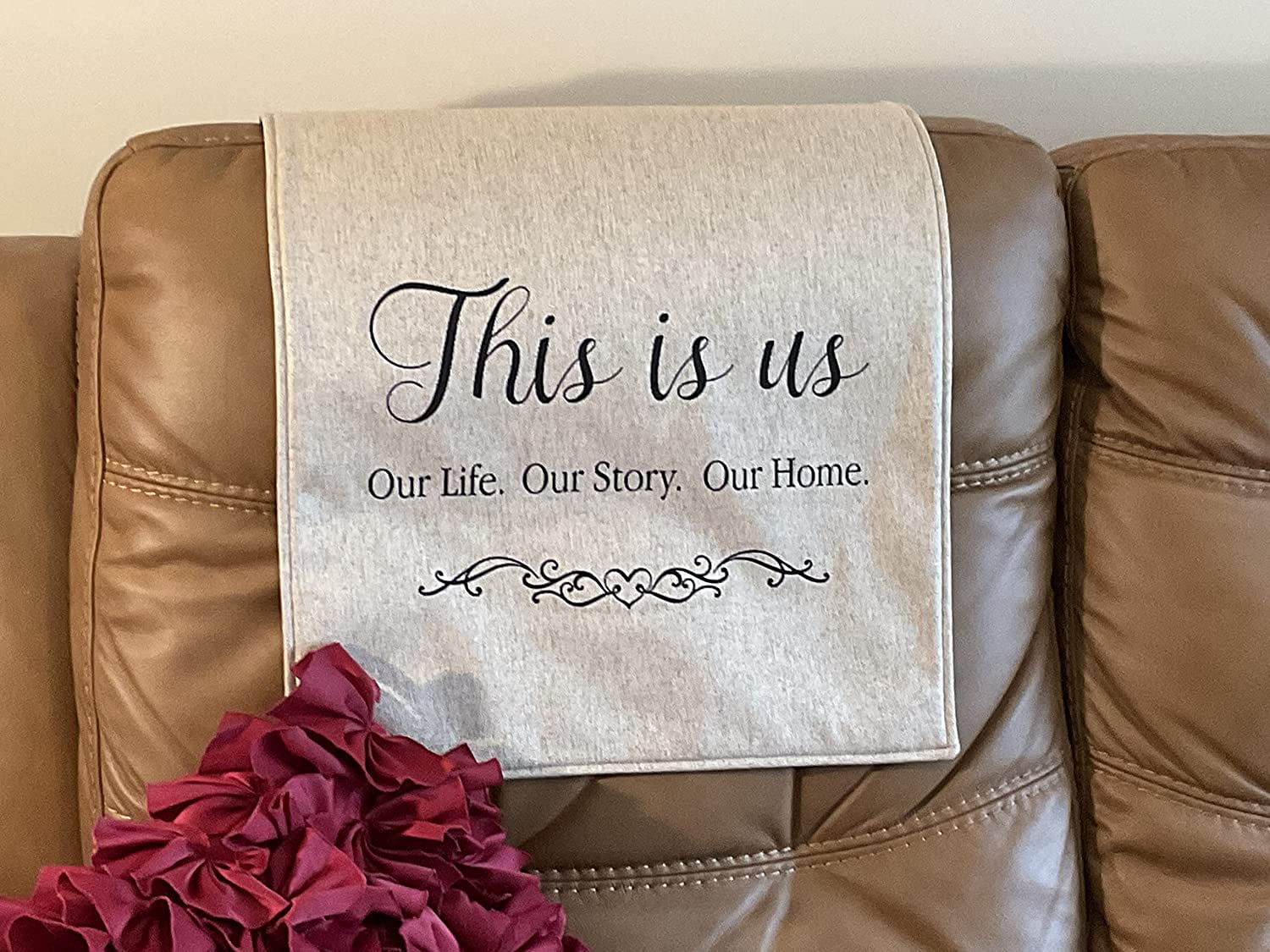 Headrest Cover for furniture with Inspirational wording"This Is Us