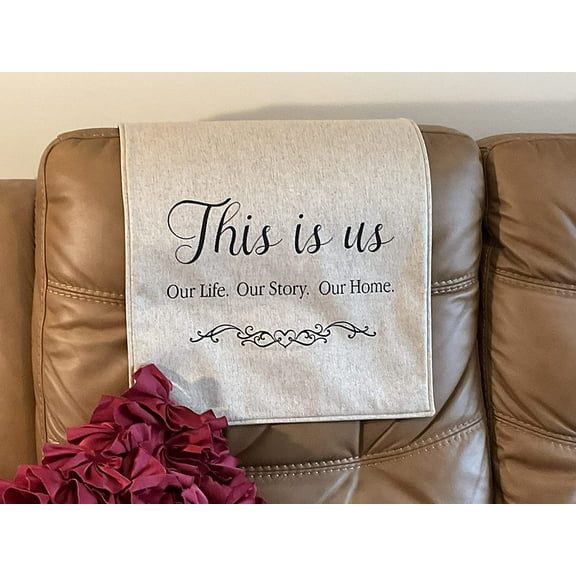 Headrest Cover for furniture with Inspirational wording"This Is Us" slipcover furniture protector fits sofas loveseats recliners theater chairs office furniture chair pads 17x27