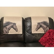 Headrest Cover for furniture horses Set of two slipcover recliners furniture protectors loveseat sofa chairs covers RV’s log cabins home decor theater chairs  Set of Horses. 17x27