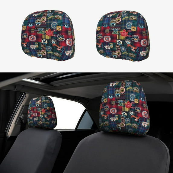 Headrest Covers for Cars 2 PCS - Adventure Camping Badge Universal Car Headrest Cover Soft Car Head Rest Cover Protector for Auto Front Seat Rest Decoration Car Accessories Interior